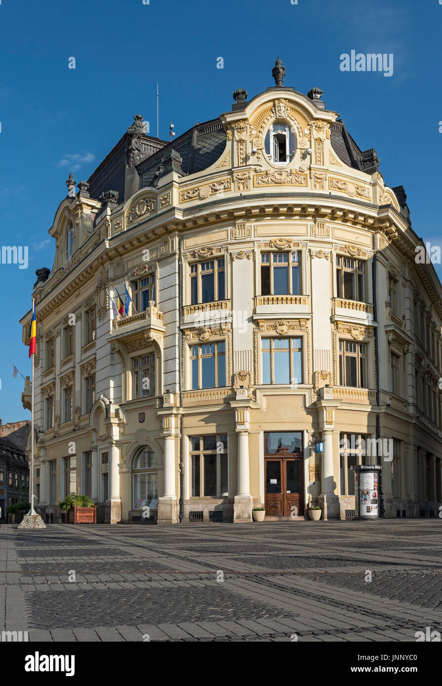 Art Nouveau building of Sibiu City Hall (Mayor's Office), Grand Square (Piața Mare), Romania Stock Photo