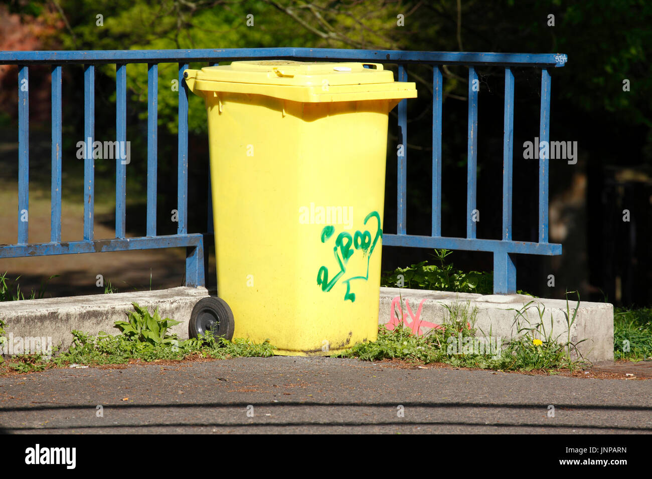 Yellow Recycling Bin for plastic Waste Stock Photo Alamy