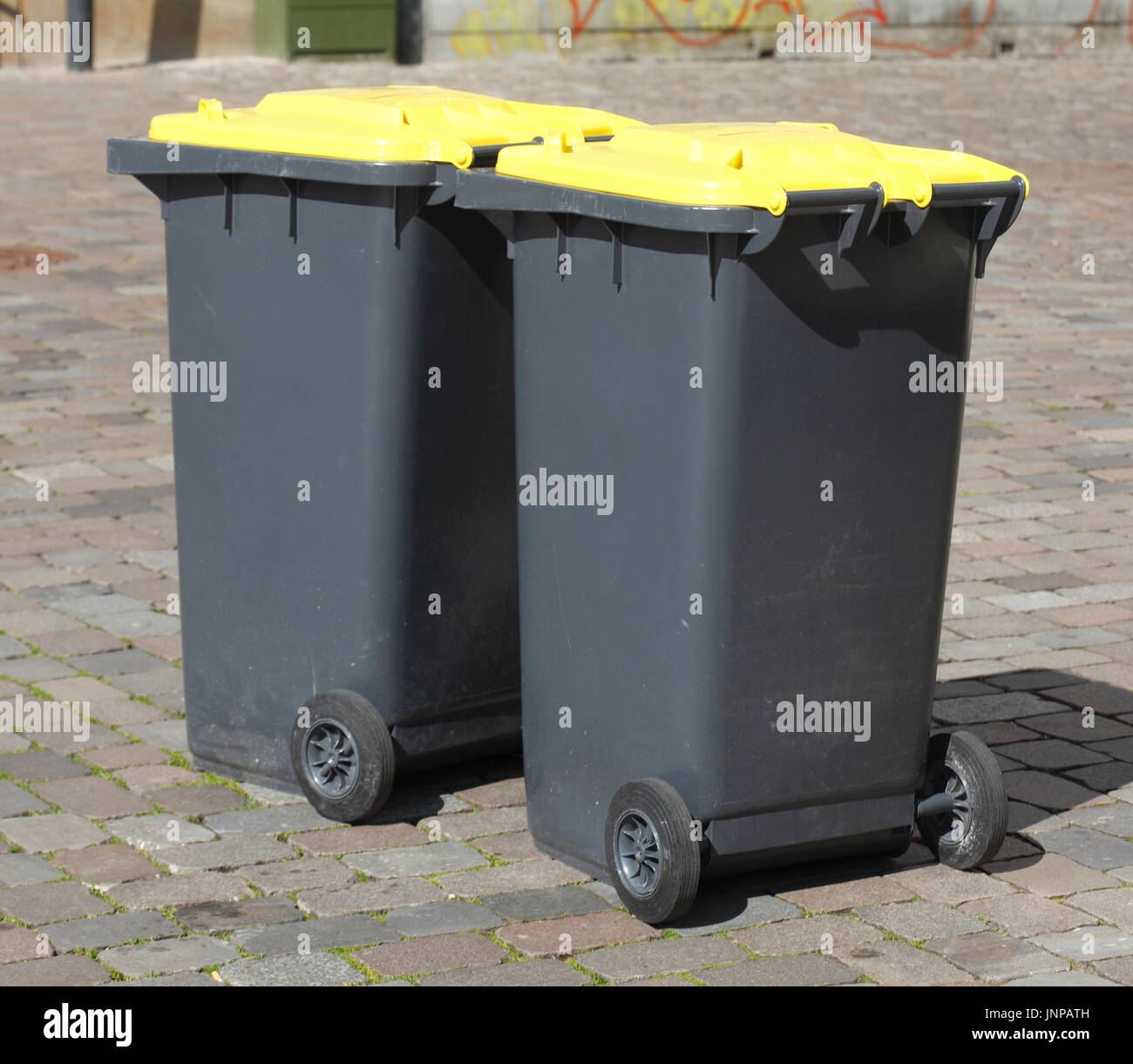 Yellow Recycling Bins for plastic Waste Stock Photo Alamy