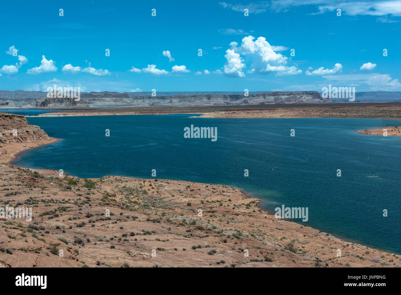 View of the blue water of Lake Powell, Arizona Stock Photo