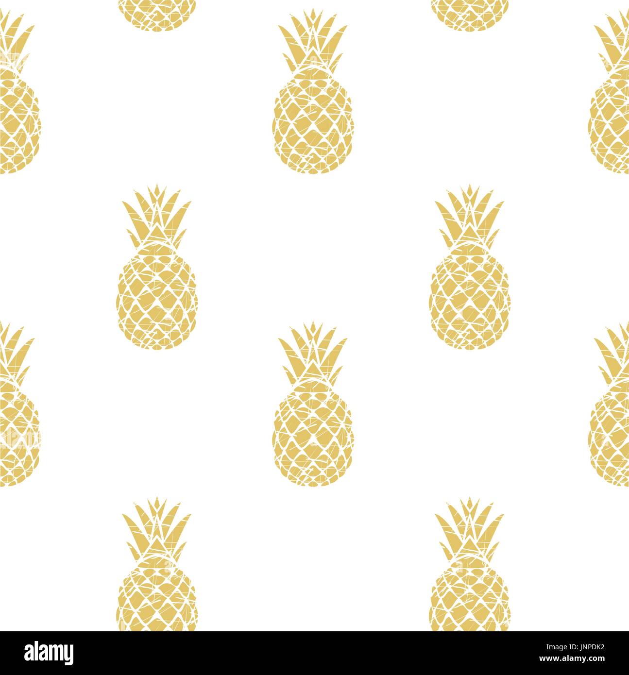 vector illustration of golden seamless pineapple background pattern Stock Vector