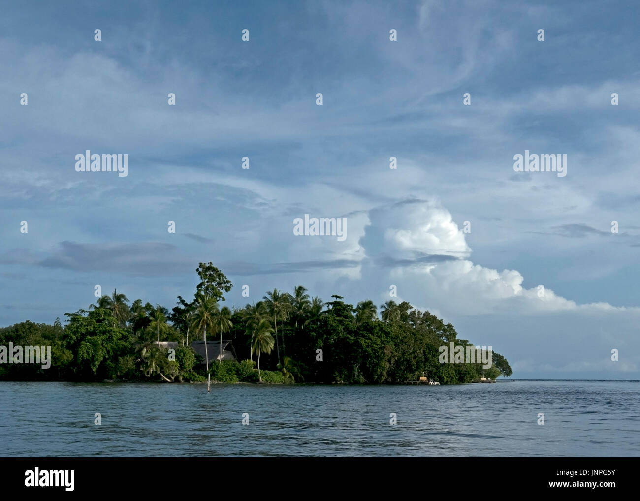 Uepi Island Resort in Marovo Lagoon, World Heritage Site in Solomon Islands Stock Photo