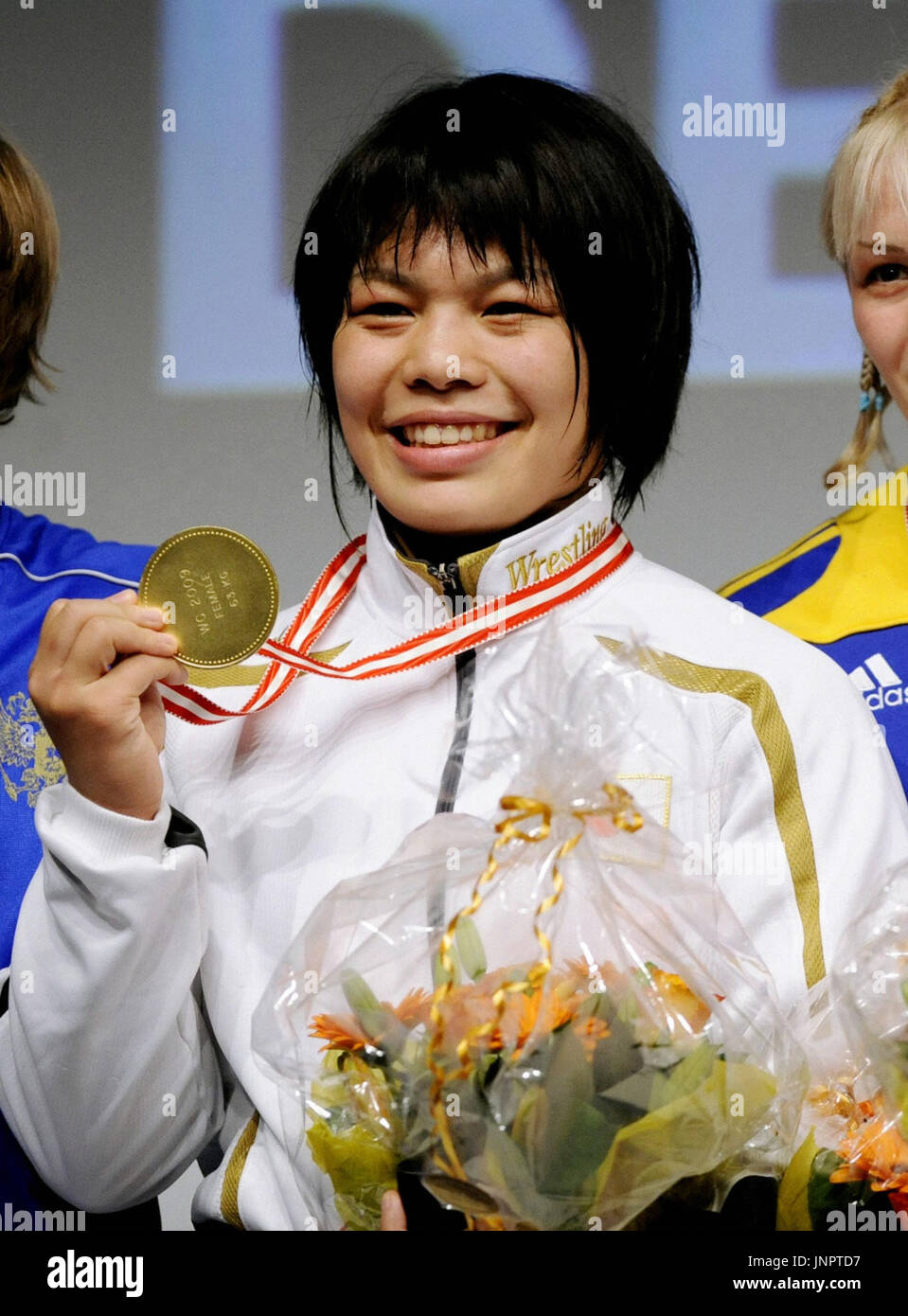 HERNING, Denmark Mio Nishimaki shows off the gold medal she won in