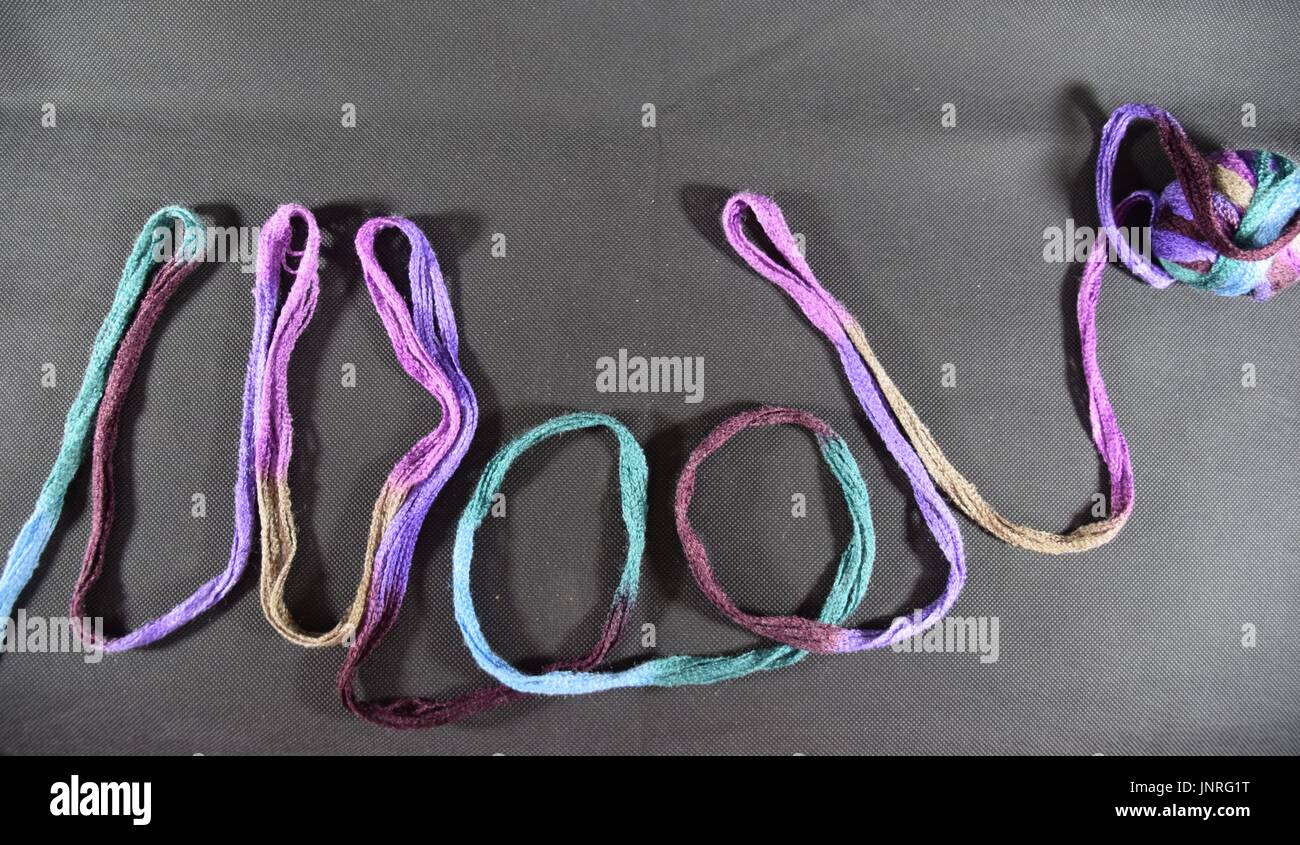 written with wool, the word wool Stock Photo Alamy