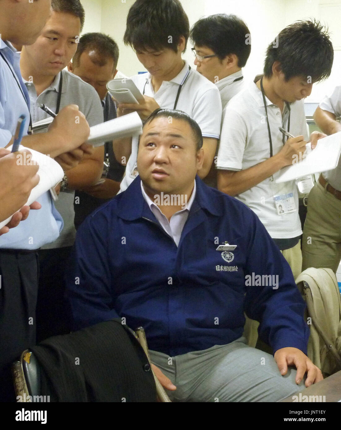 NAGOYA, Japan - Sumo elder Sanoyama, former ozeki Chiyotaikai, speaks 