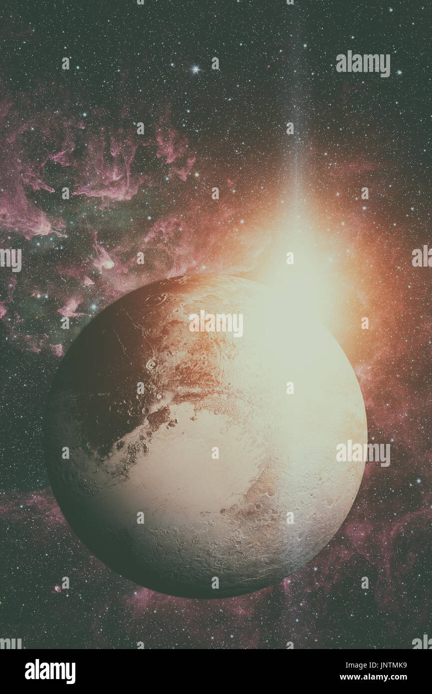 Solar System - Pluto. It is a dwarf planet in the Kuiper belt, a ring ...
