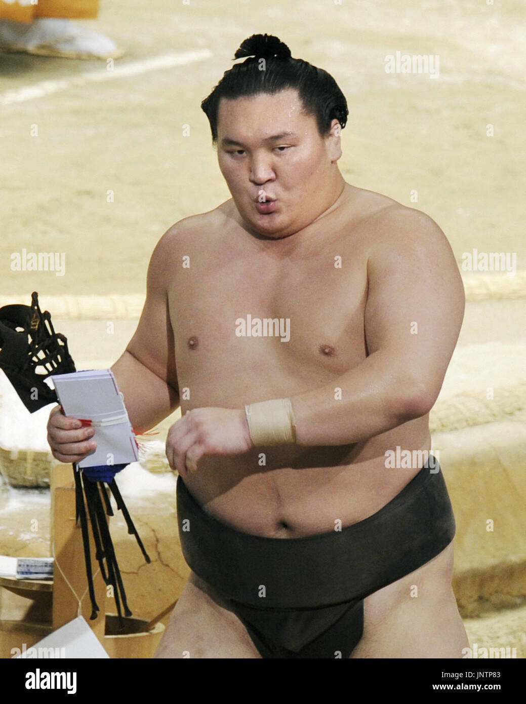 NAGOYA Japan Mongolian Grand Champion Hakuho Leaves The Dohyo Area 