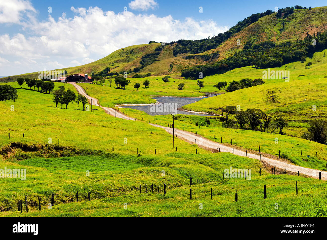 An example of cultural landscape in Costa Rica (Northern Plains province). Stock Photo