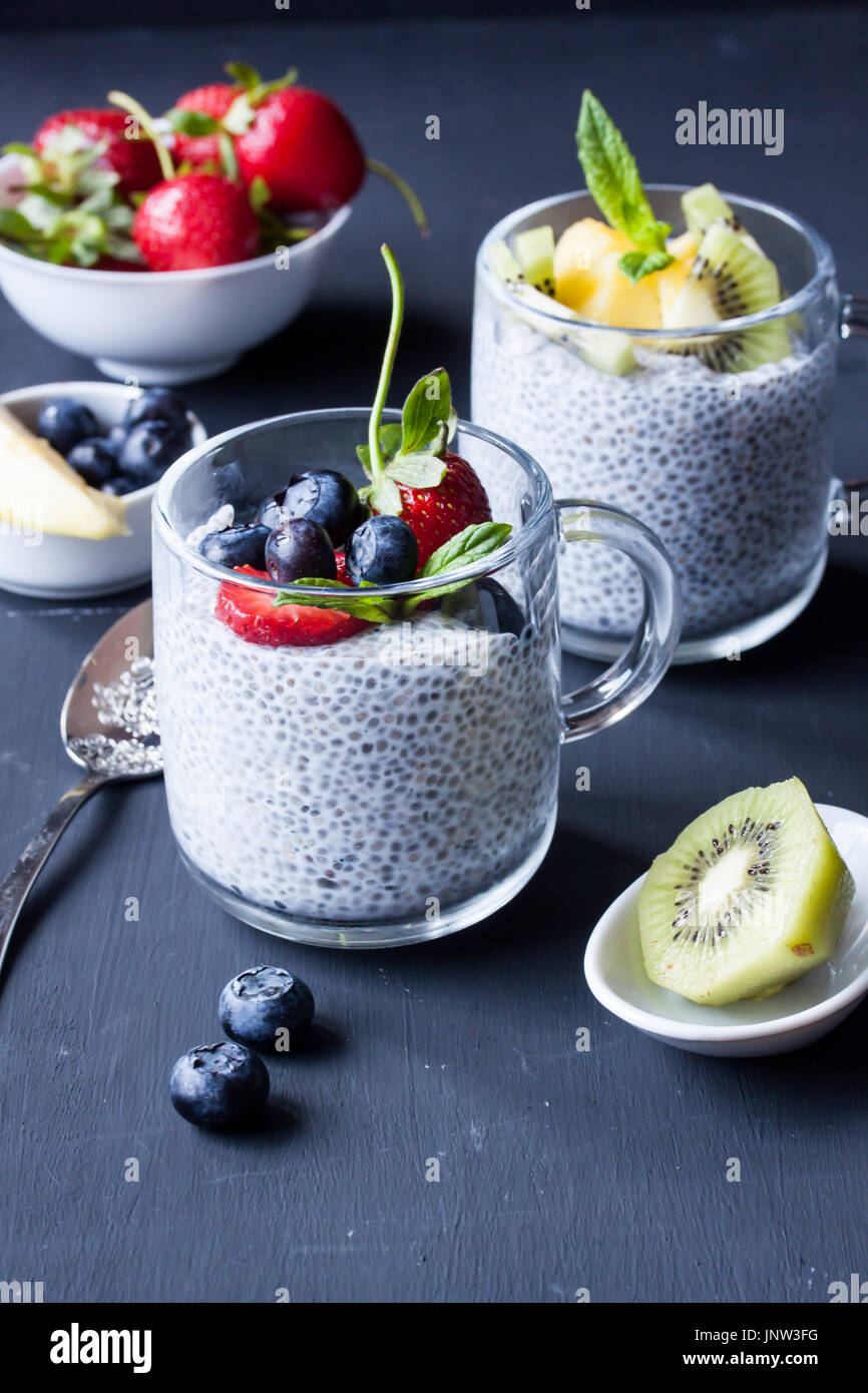 chia seed pudding with fresh fruits Stock Photo Alamy