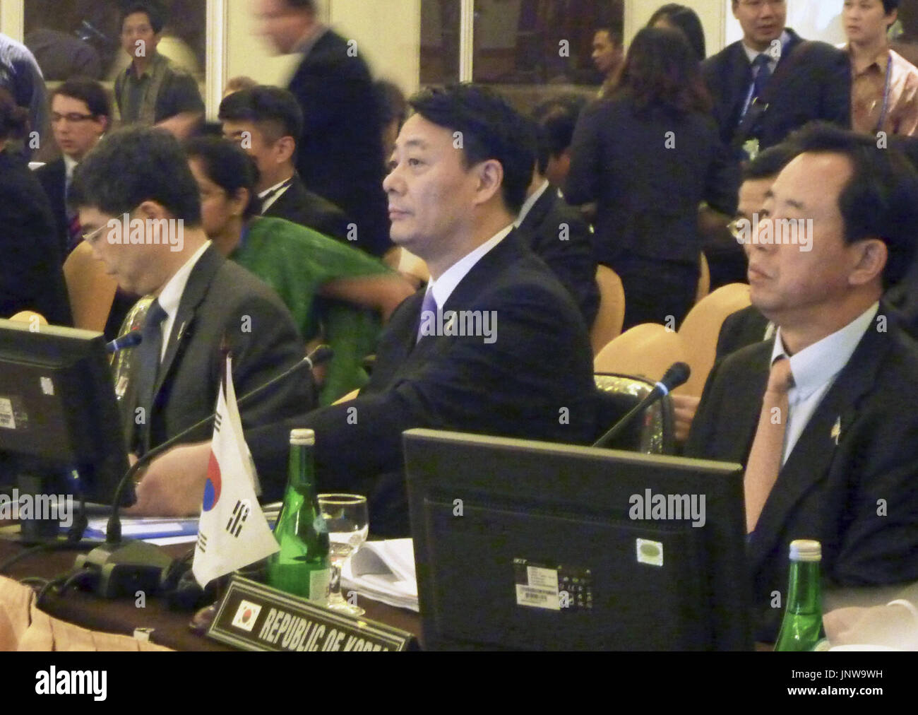 MANADO, Indonesia Japanese economic minister Banri Kaieda (C) is