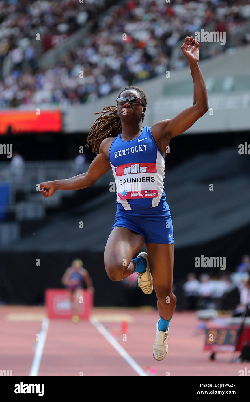 Shakeela Saunders Competing In The Women S Long Jump At The 17 Iaaf Diamond League Anniversary Games Olympic Park London Uk Stock Photo Alamy