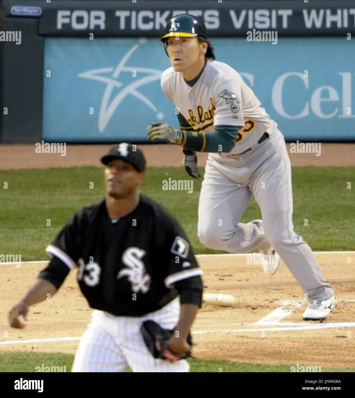 CHICAGO, United States Hideki Matsui of the Oakland Athletics runs to