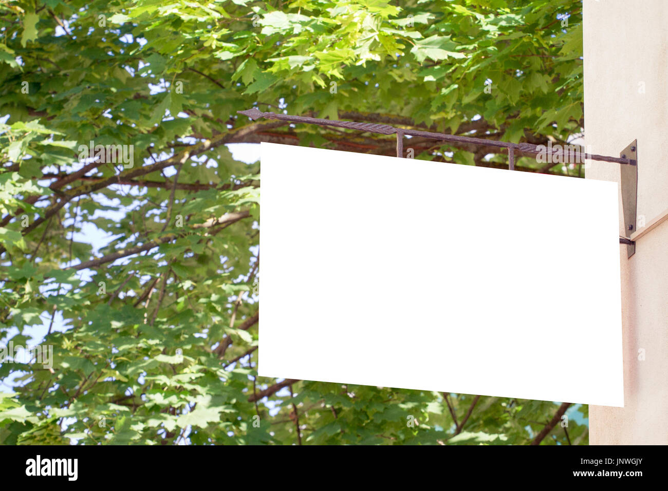 Signboard. Rectangular shape mock up on the wall Stock Photo - Alamy