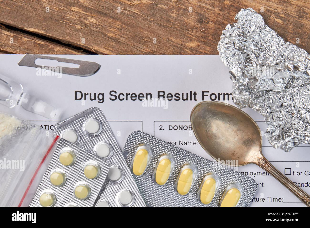 Drug screen result form Stock Photo Alamy