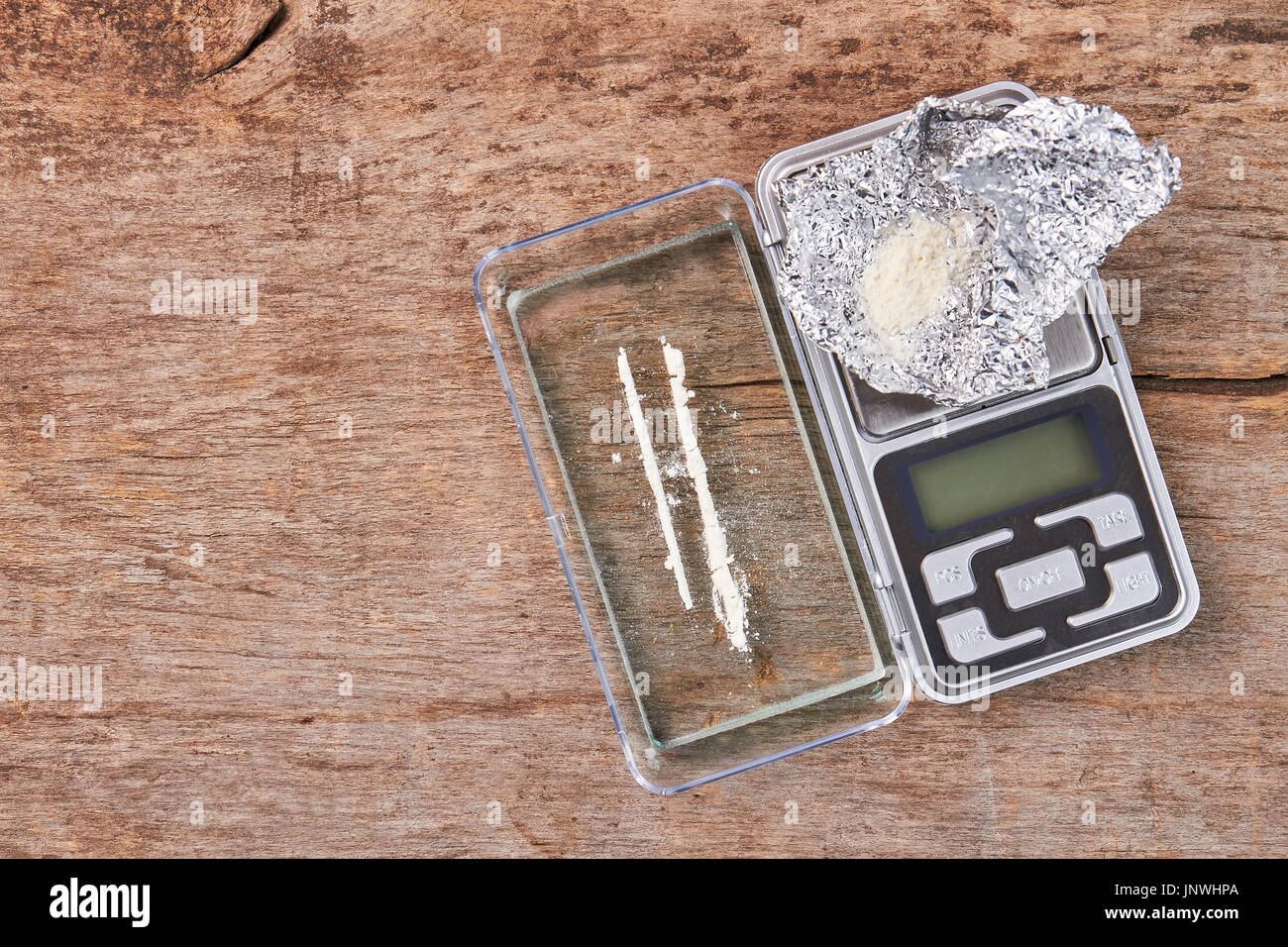 Digital equipment for drugs weight. Stock Photo