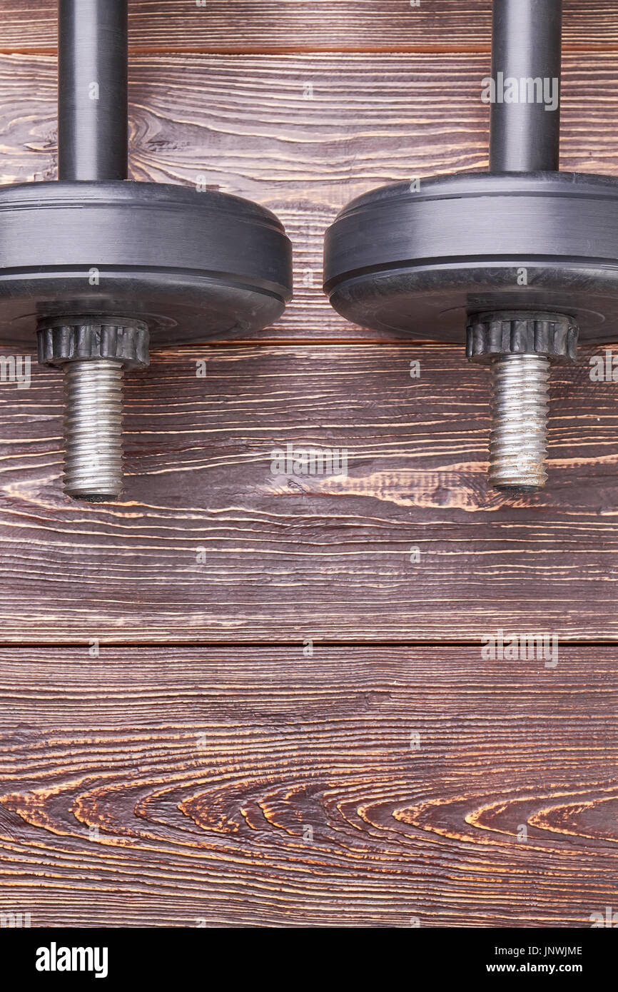 Vertical image of two dumbbells. Stock Photo