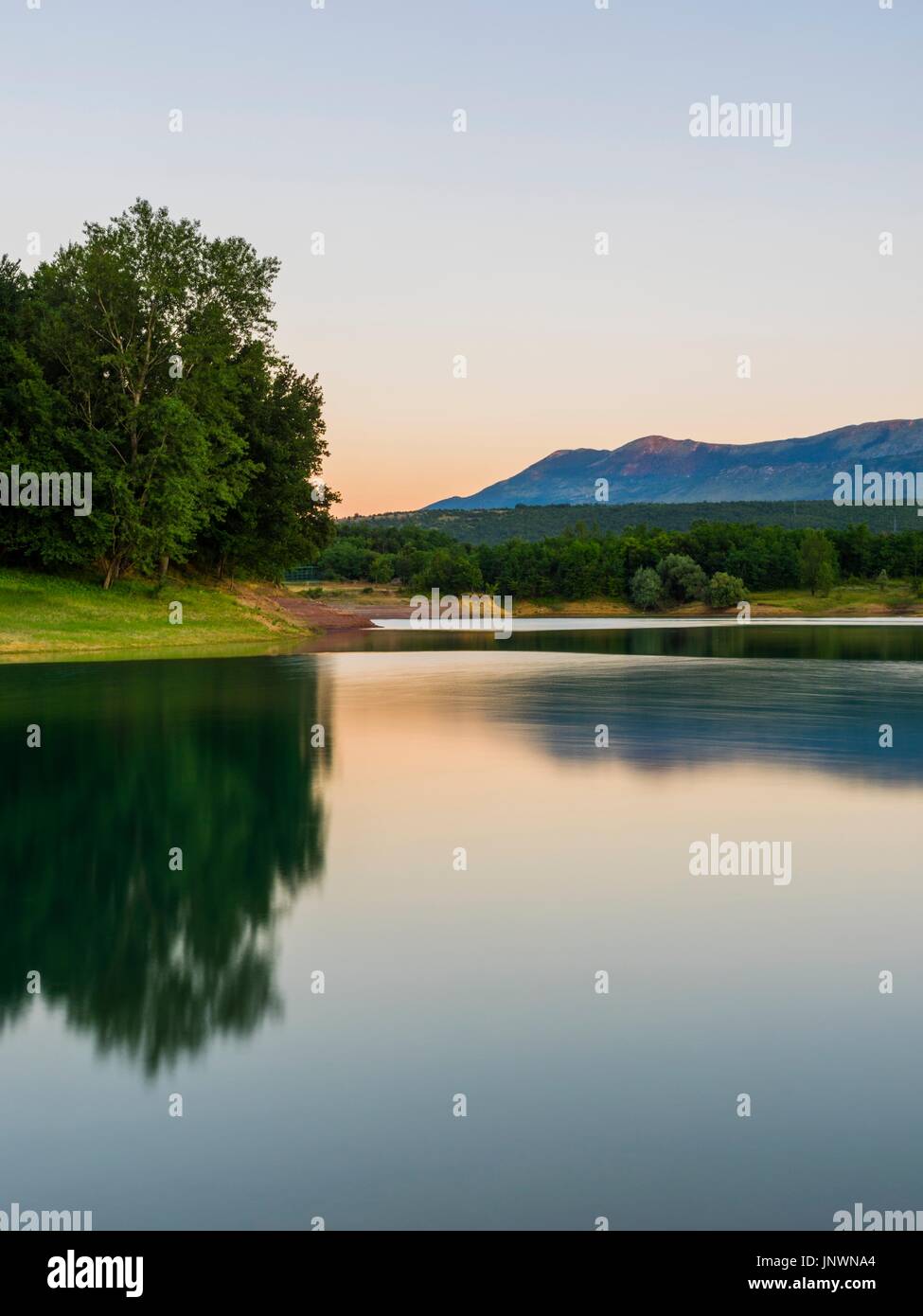 Peruca lake in Croatia dusk evening time calm calmness dramatic light Stock Photo