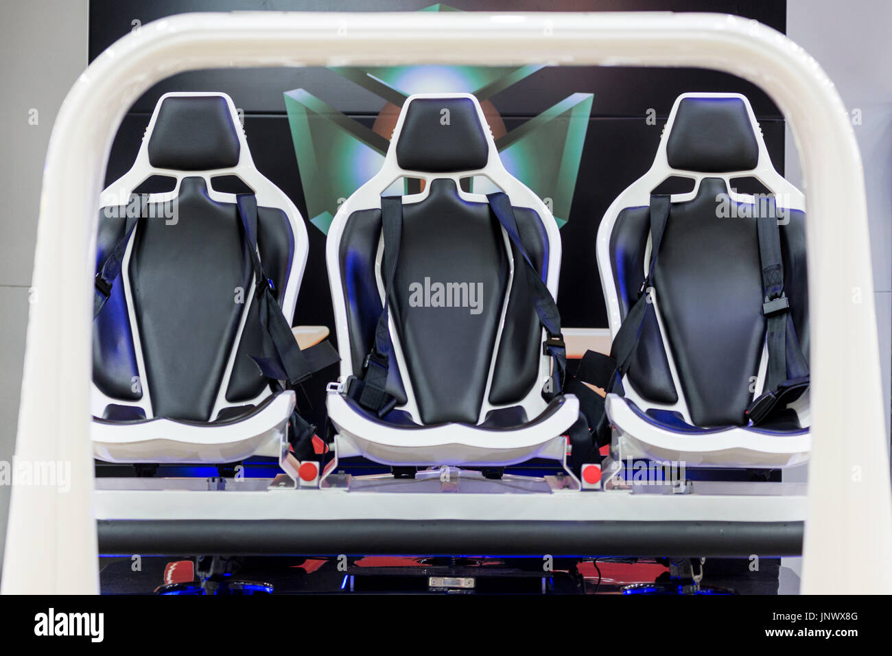 Virtual reality theater with 4D moving chair in modern entertainment