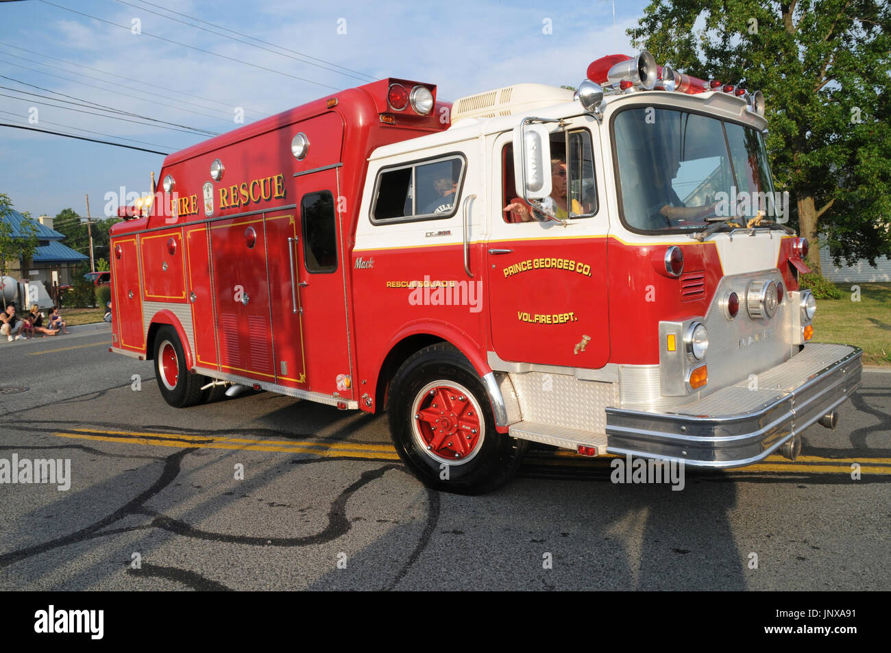 Rescue Squad Truck from the Prince George's County Vol Fire Department Stock Photo