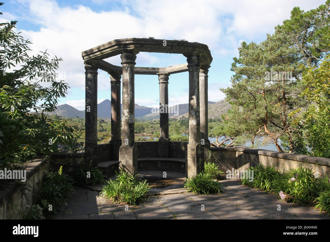 The Grecian Temple on Garnish Island, Bantry Bay, County Cork, Ireland. Stock Photo