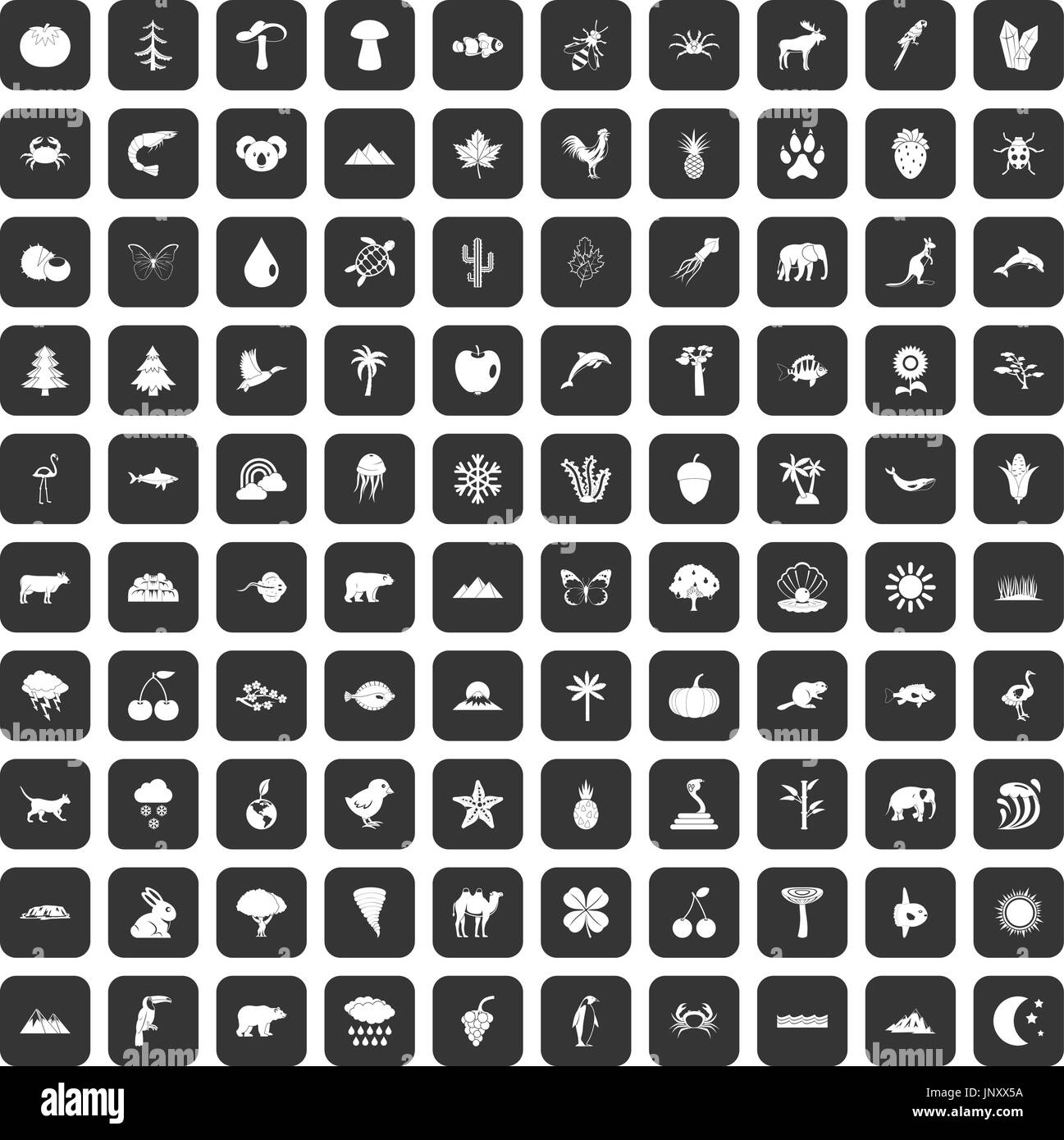 100 nature icons set black Stock Vector Image & Art - Alamy