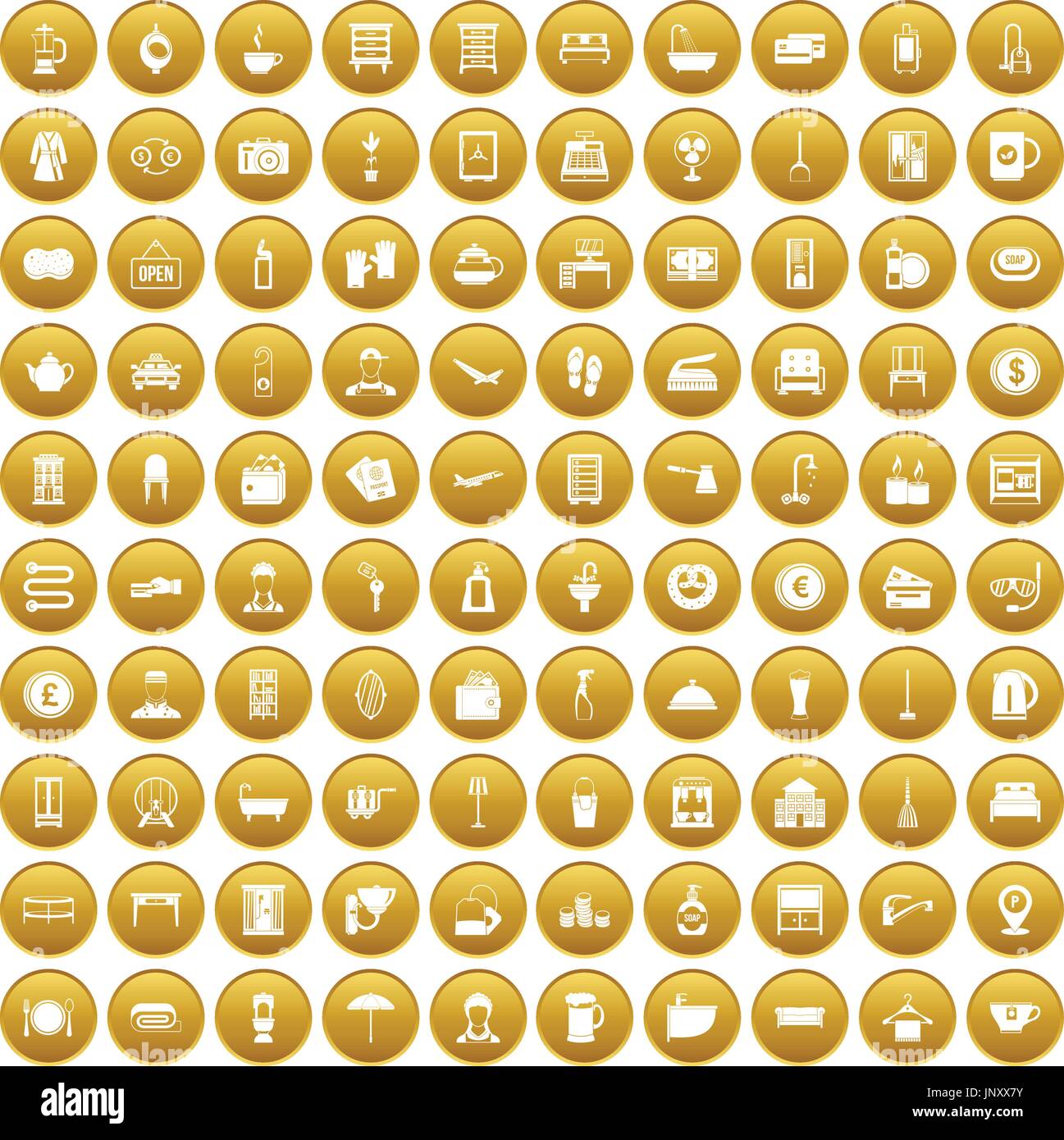 100 inn icons set gold Stock Vector Image & Art - Alamy
