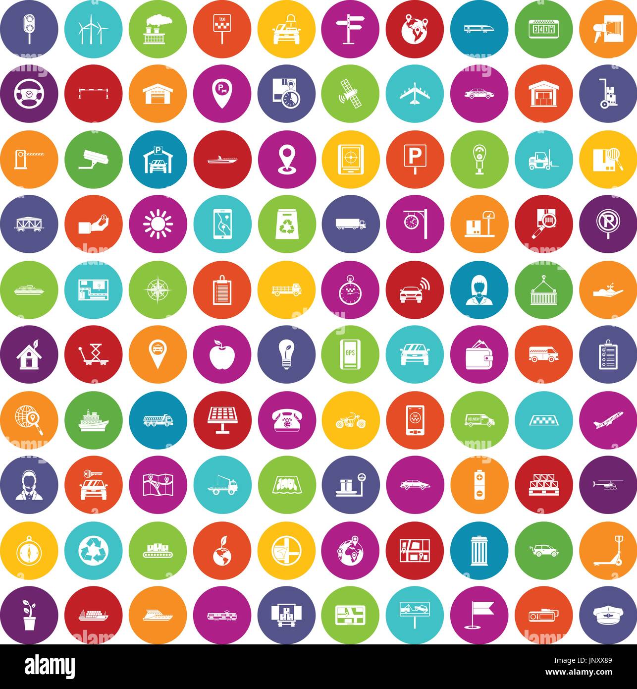 100 navigation icons set color Stock Vector
