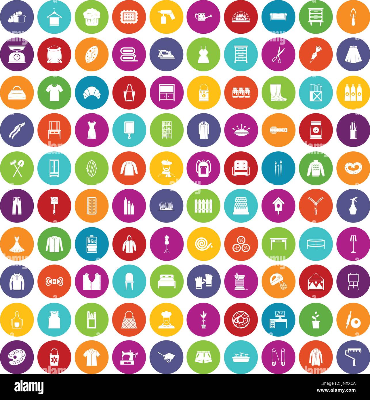 100 needlework icons set color Stock Vector