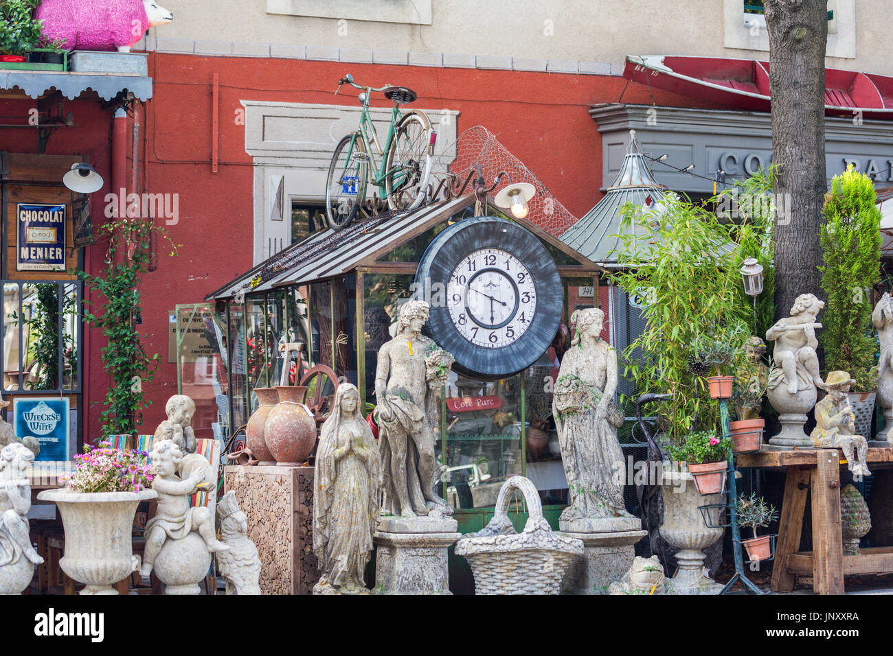 Isle-sur-la-Sorgue, Provence, France - October 9, 2015: Exterior of antiques shop in Isle-sur-la-Sorgue, Provence France. Isle-sur-la-Sorgue is famous for its antique and brocante shops. Stock Photo