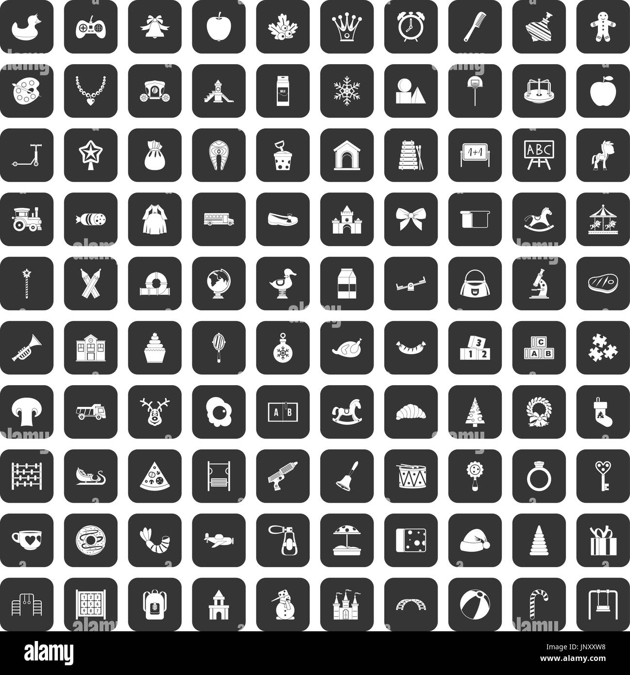 100 nursery school icons set black Stock Vector Image & Art - Alamy