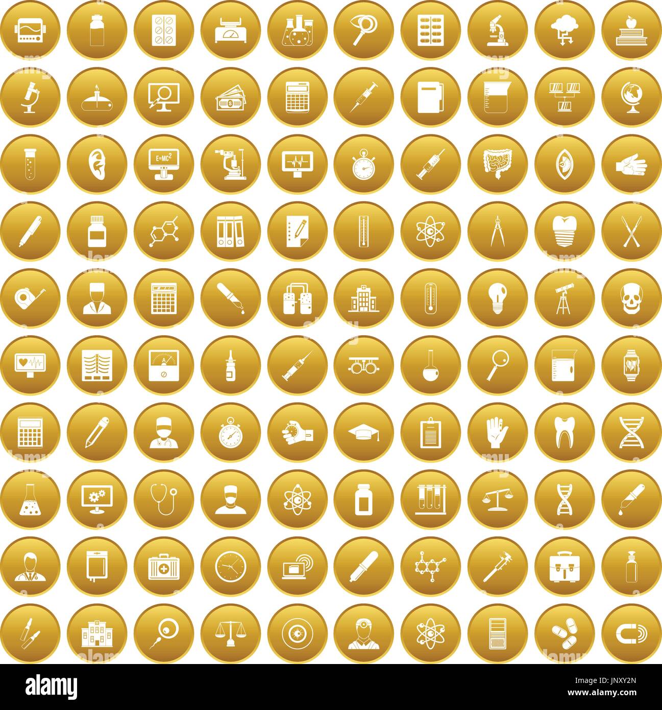 100 lab icons set gold Stock Vector Image & Art - Alamy