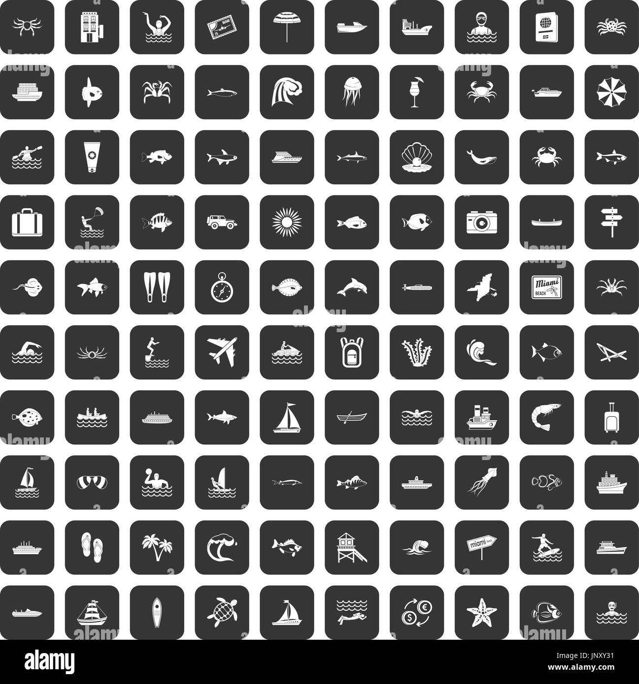 100 ocean icons set black Stock Vector Image & Art - Alamy