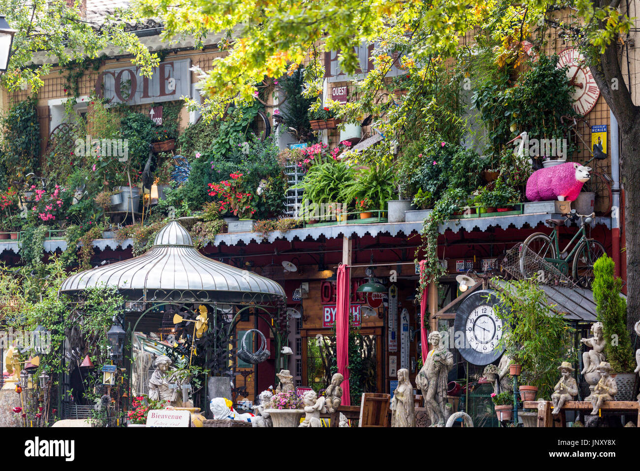 Isle-sur-la-Sorgue, Provence, France - October 9, 2015: Exterior of antiques shop in Isle-sur-la-Sorgue, Provence France. Isle-sur-la-Sorgue is famous for its antique and brocante shops. Stock Photo