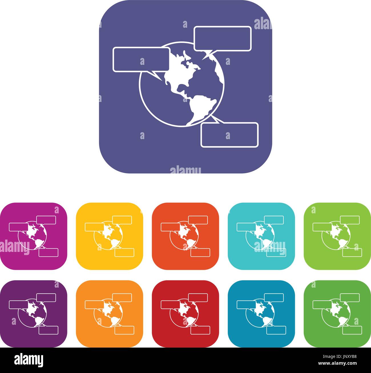Globe and empty speech bubbles icons set Stock Vector