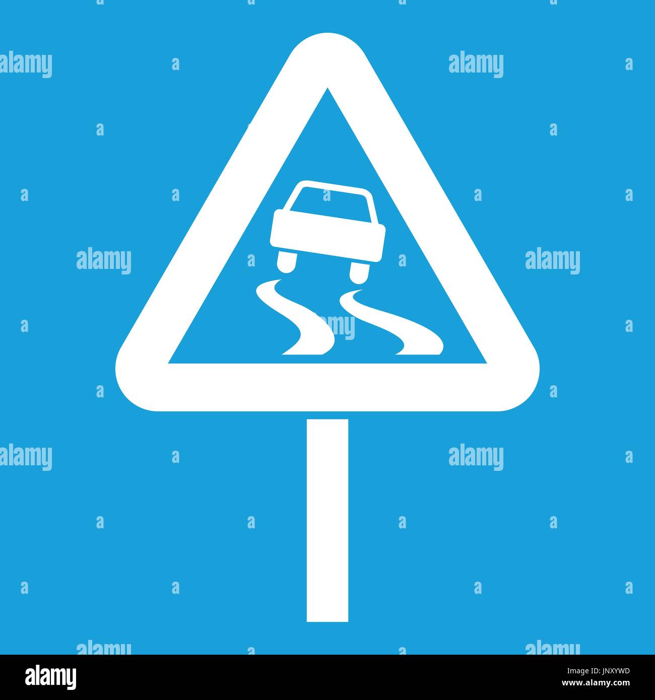 Slippery when wet road sign icon white Stock Vector Image & Art Alamy
