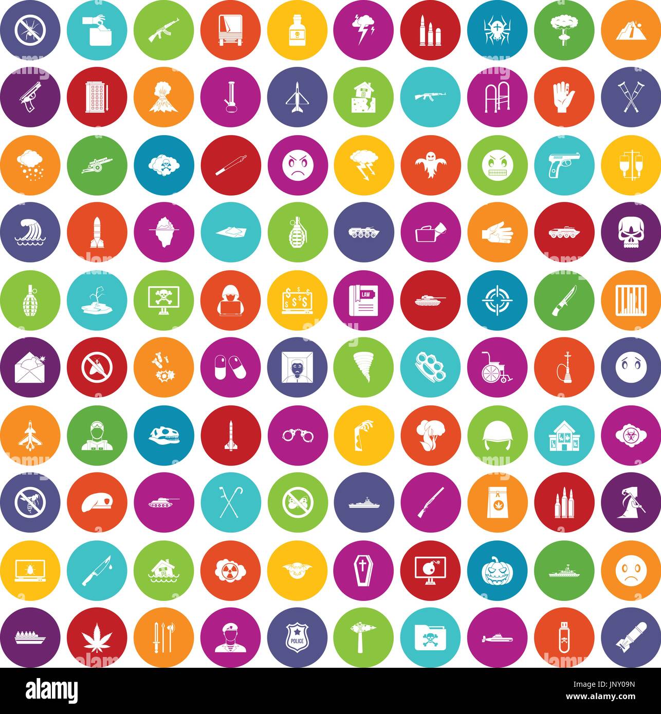 100 oppression icons set color Stock Vector
