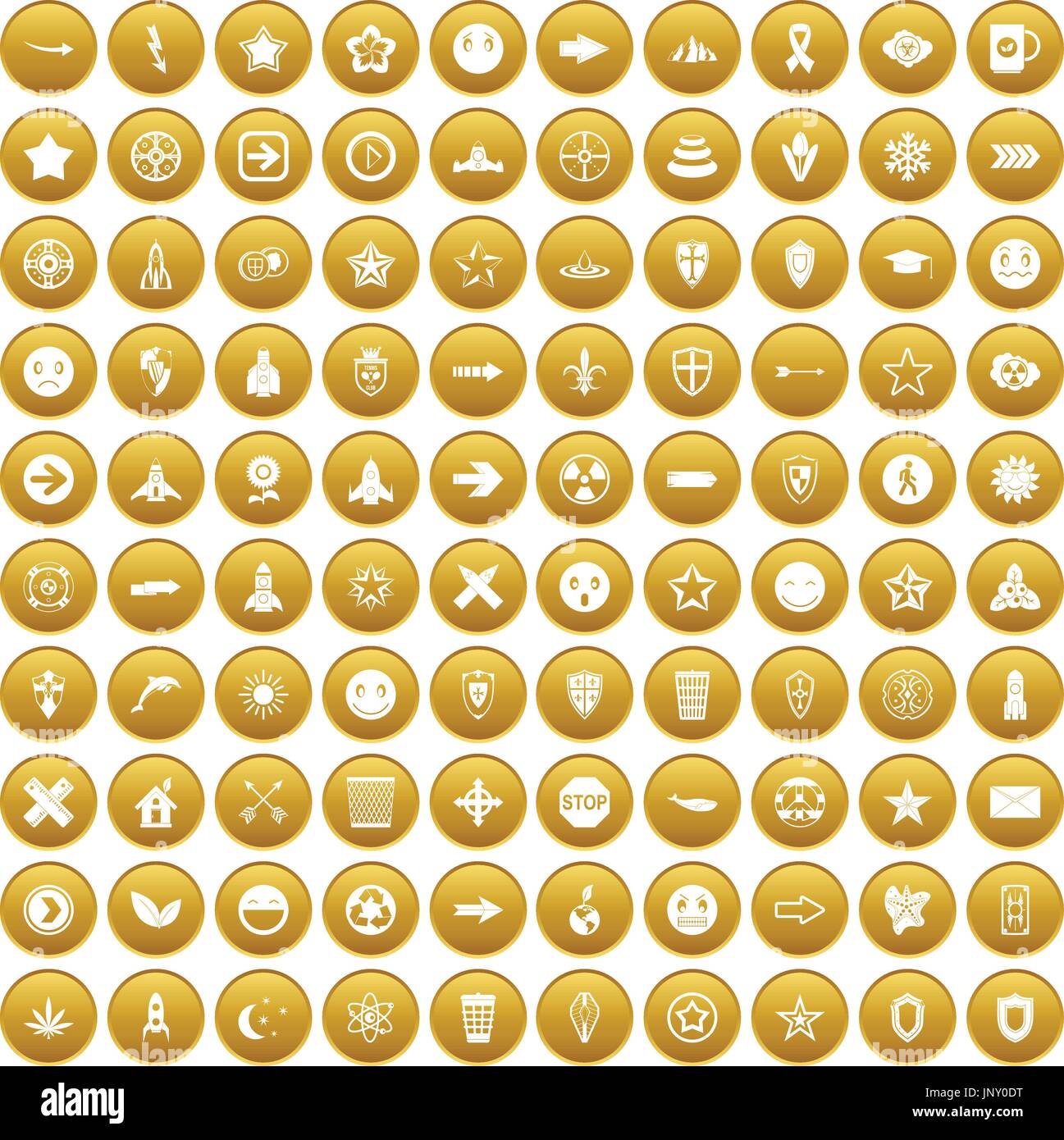 100 logotype icons set gold Stock Vector