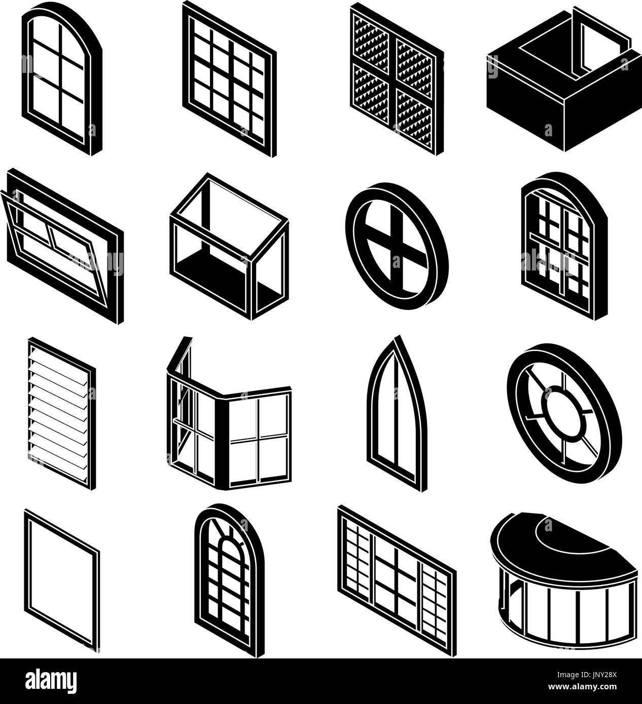 Window forms icons set, simple style Stock Vector