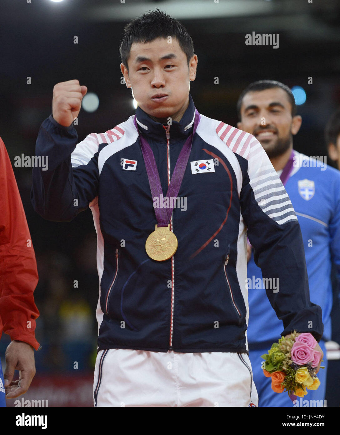 LONDON, Britain South Korea's Song Dae Nam poses with the gold medal