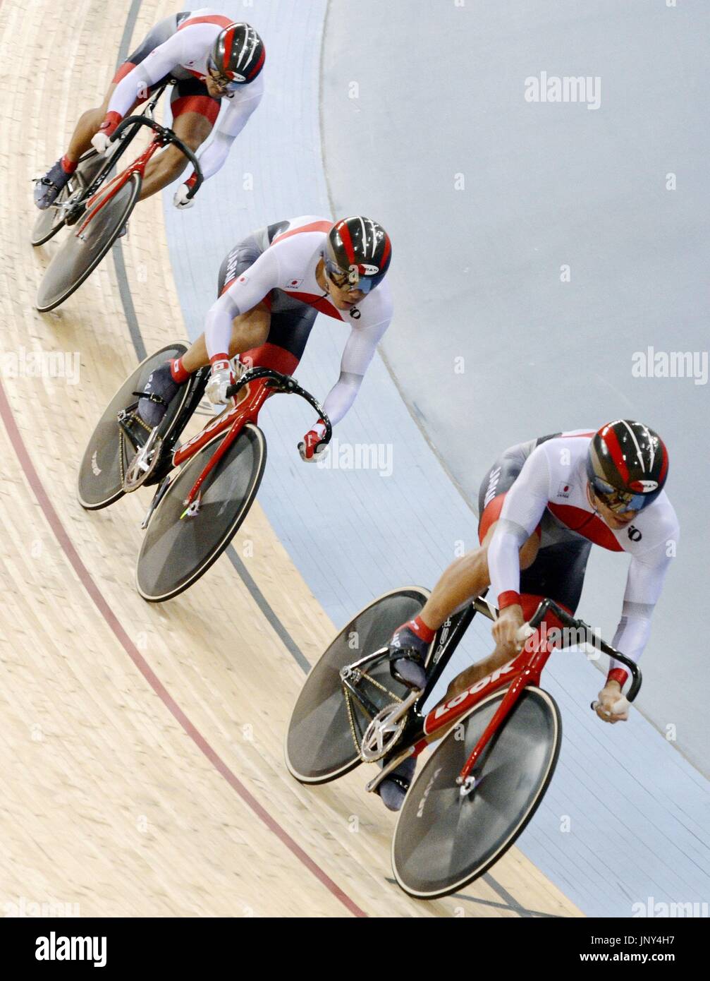 LONDON, Britain Japanese cyclists (from front) Yudai Nitta, Kazunari Watanabe and Seiichiro
