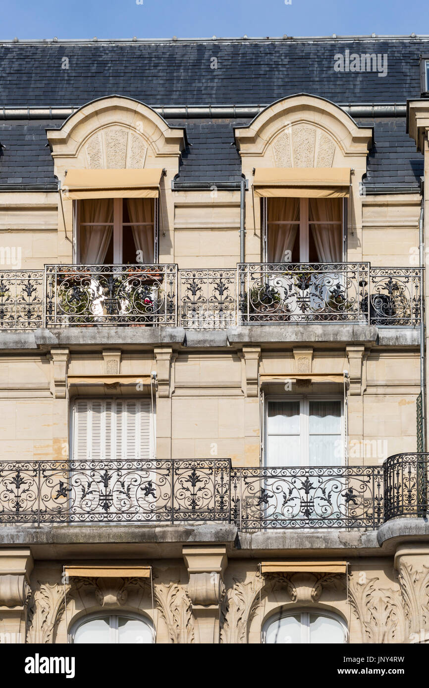 Paris. France February 27, 2016 Haussmann apartment buildings in the