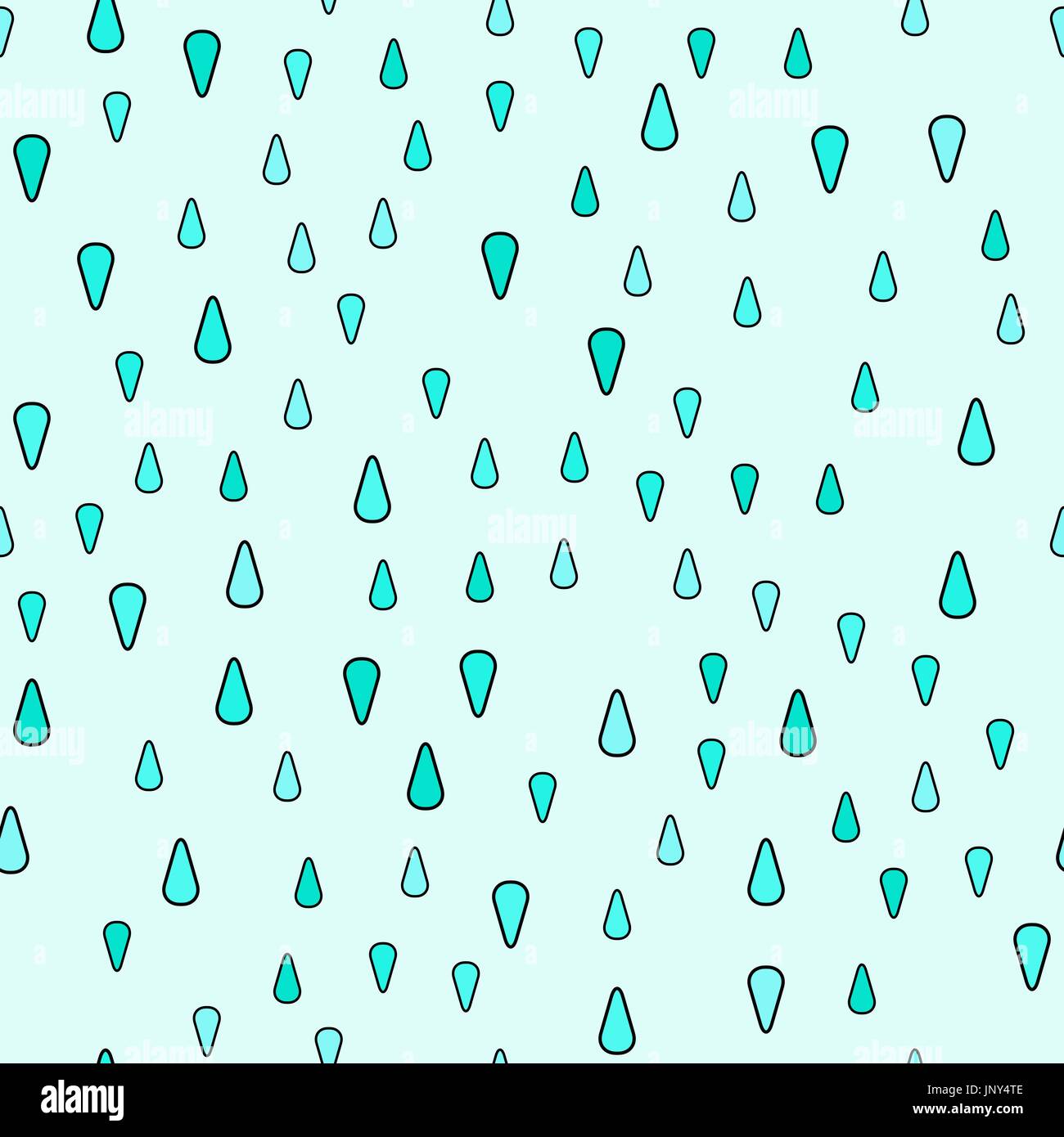 vector seamless pattern - blue drops on light blue background Stock Vector