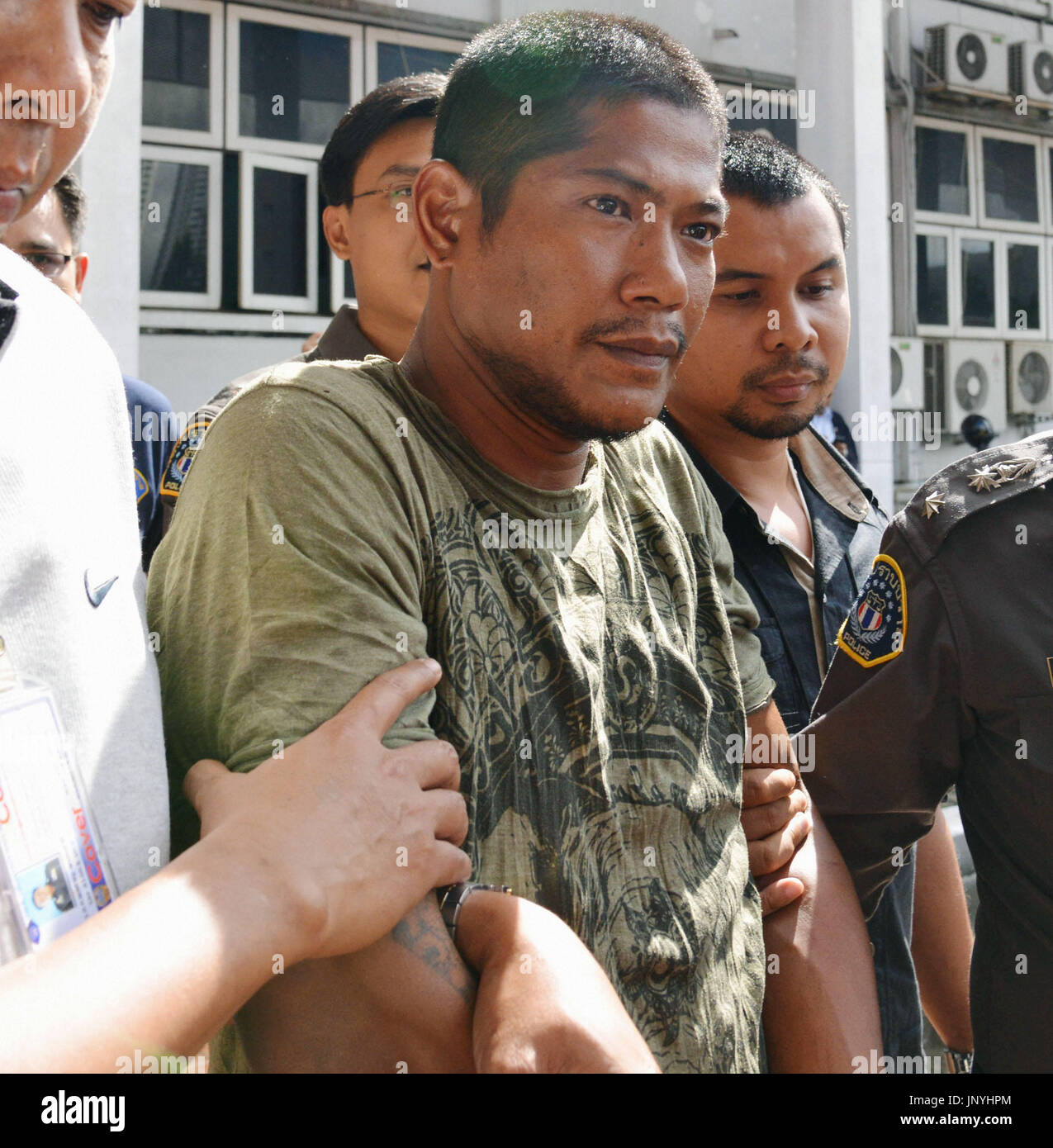 BANGKOK, Thailand - Photo taken in Bangkok on Oct. 8, 2012, shows Wirasak Iamphongsa, who was arrested by police the previous day. Wirasak, a Thai murder suspect who escaped from Japan in 1993, admitted on Oct. 8 to killing a Japanese woman in her Tokyo apartment when he was living there with her. (Kyodo) Stock Photo