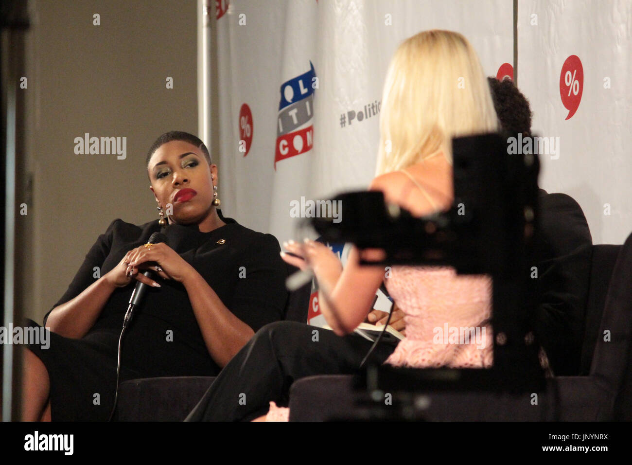 Pasadena, CA. 30th July, 2017. Symone Sanders discusses politics with Tomi Lahren. Credit: Todd Felderstein Credit: Todd Felderstein/Alamy Live News Stock Photo