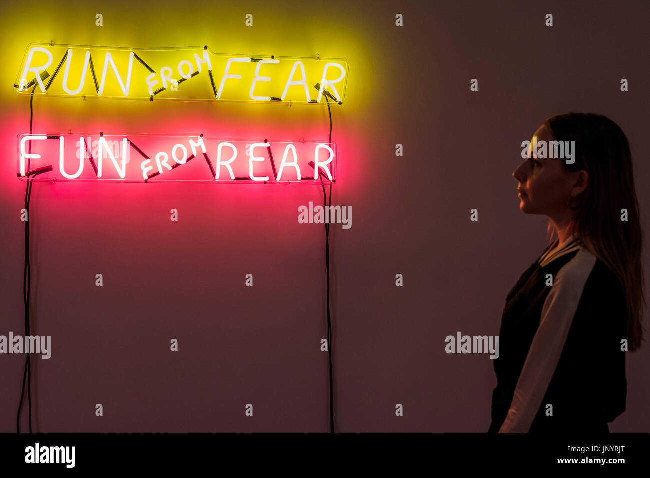 Run from Fear, Fun from Rear 1972 - works by Bruce Nauman in the ARTIST ROOMS, a new exhibition, is at Tate Modern from 24 July 2017 – July 2018. Stock Photo