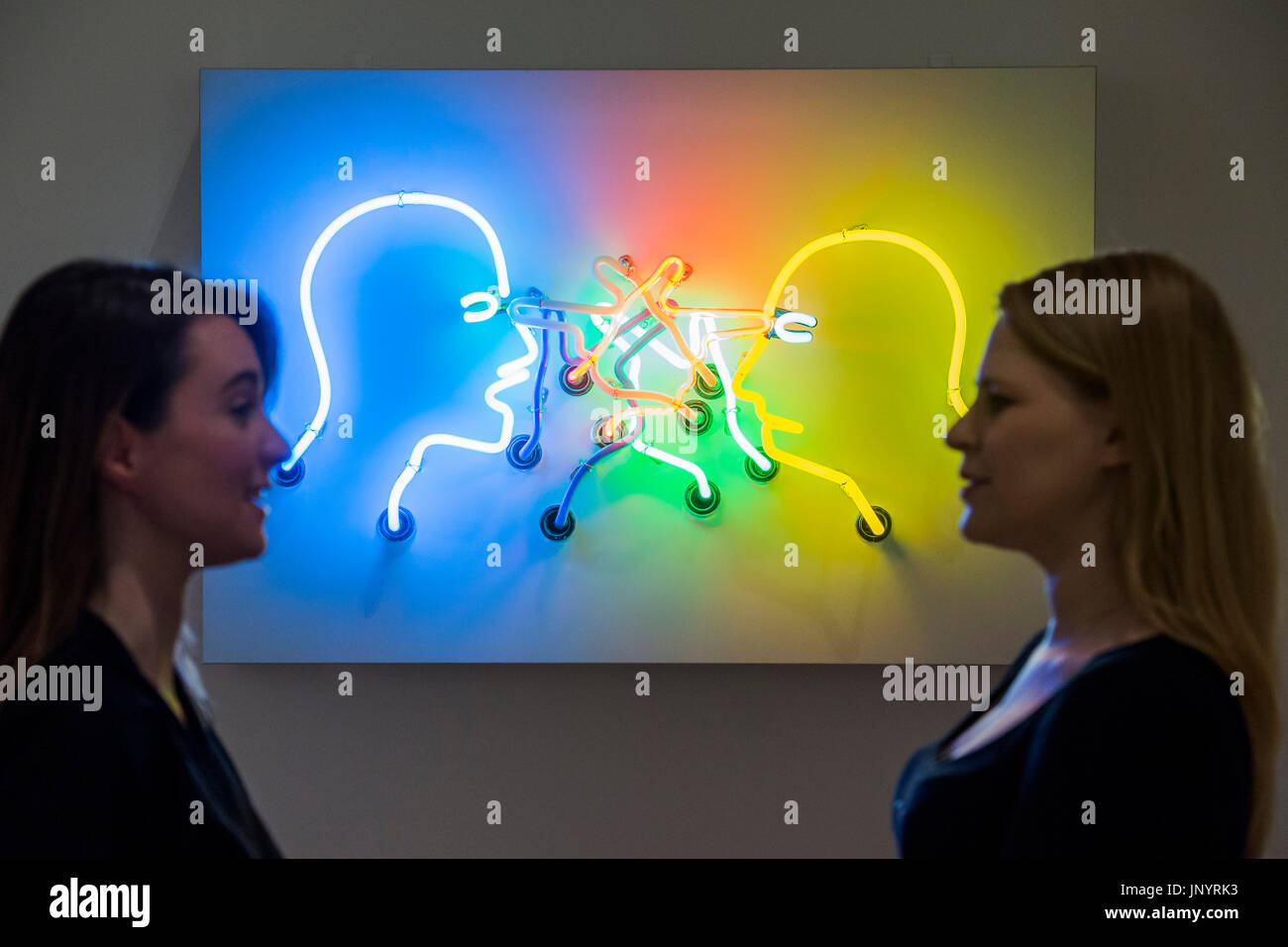 Double poke in the eye II 1985 - works by Bruce Nauman in the ARTIST ROOMS, a new exhibition, is at Tate Modern from 24 July 2017 – July 2018. Stock Photo