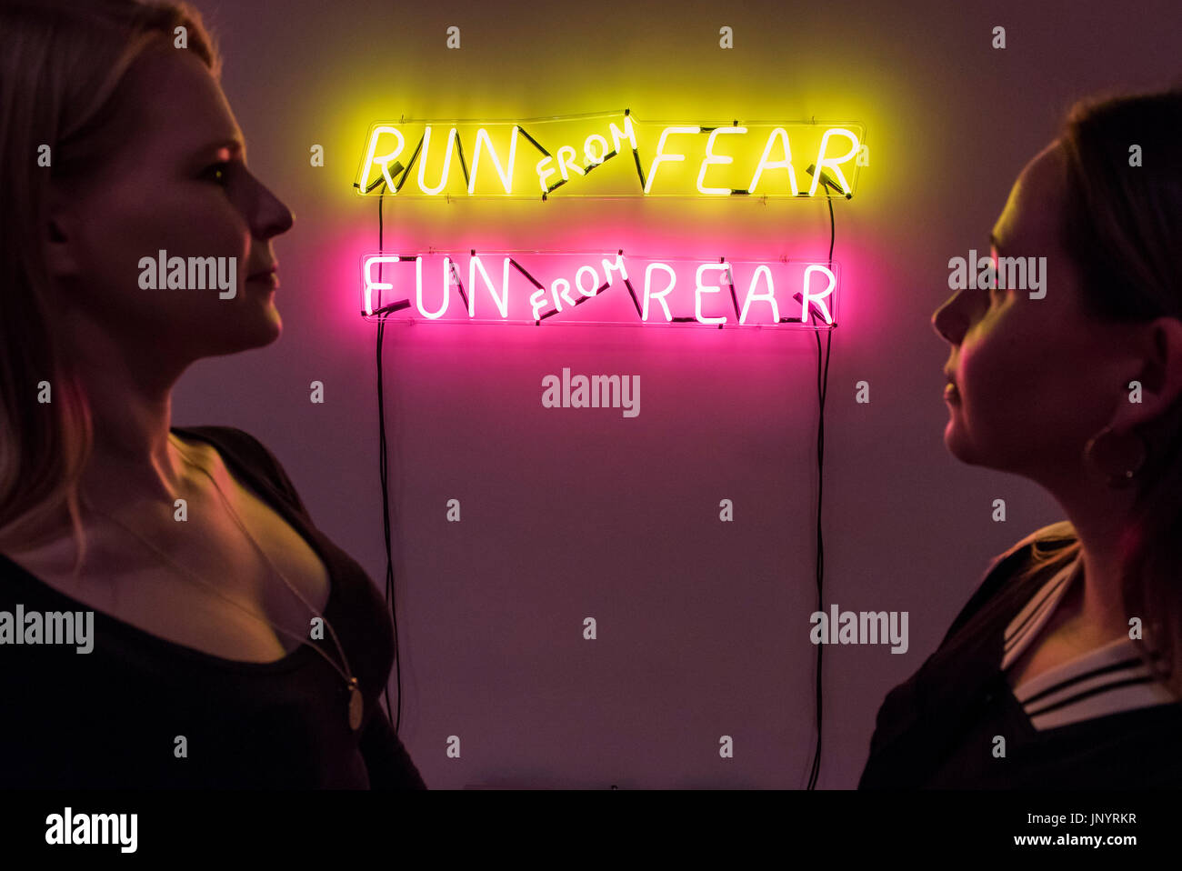 Run from Fear, Fun from Rear 1972 - works by Bruce Nauman in the ARTIST ROOMS, a new exhibition, is at Tate Modern from 24 July 2017 – July 2018. Stock Photo