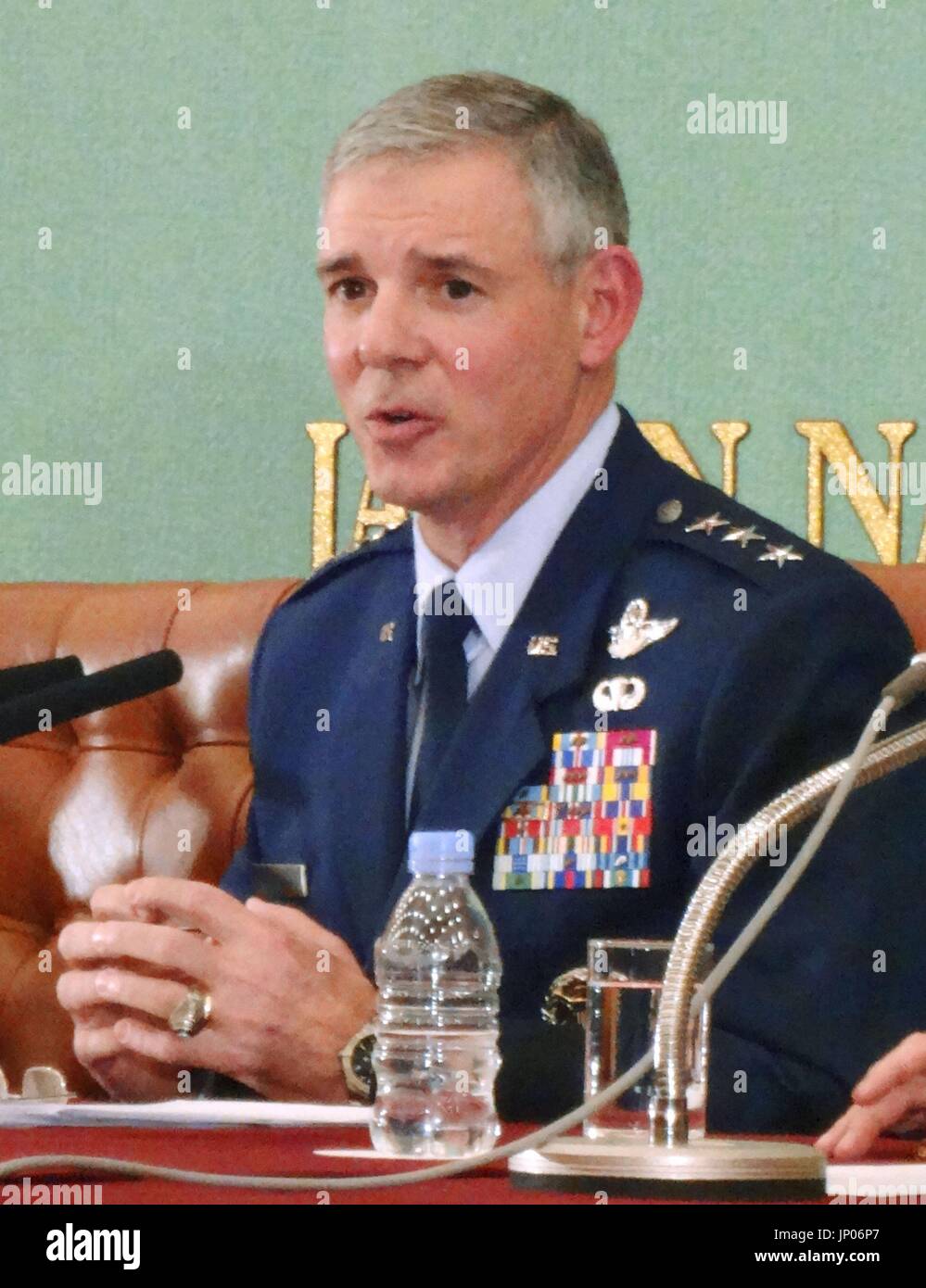 TOKYO, Japan - Lt. Gen. Salvatore Angelella, commander of U.S. forces in Japan, holds a news conference in Tokyo on Dec. 6, 2012. (Kyodo) Stock Photo
