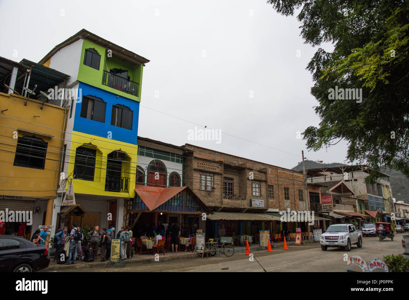 Street of Puerto Lopez, Manabi, Ecuador Stock Photo