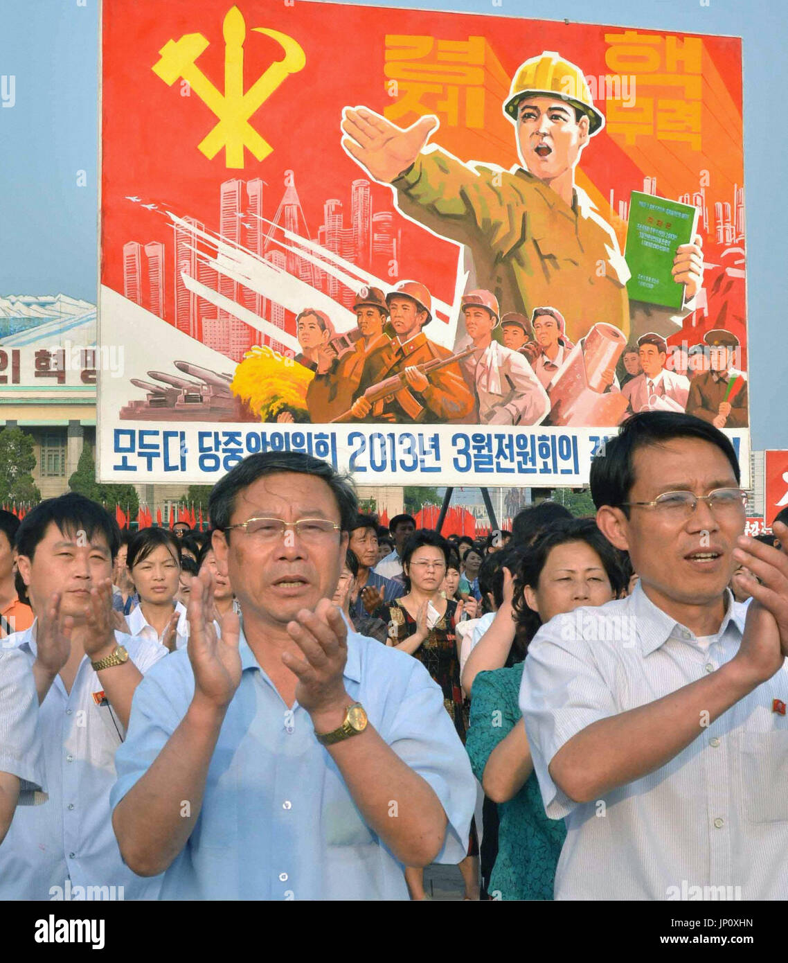 PYONGYANG, North Korea - People clap at a mass rally in Kim Il Sung ...